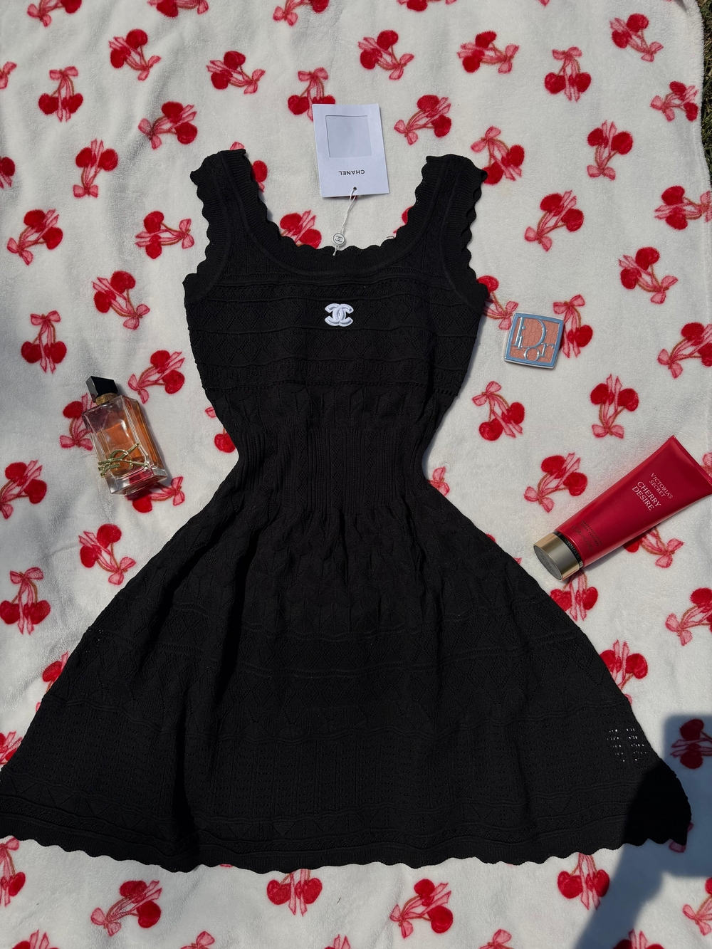 Chanel Black Knit Sleeveless Fit-and-Flare Dress